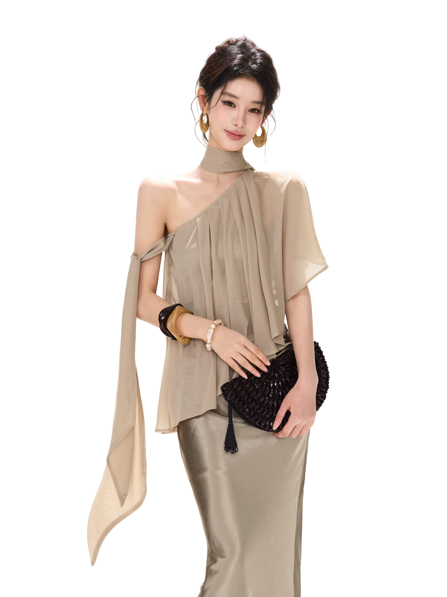 Amber Radiance Acetate Satin Mermaid Skirt
