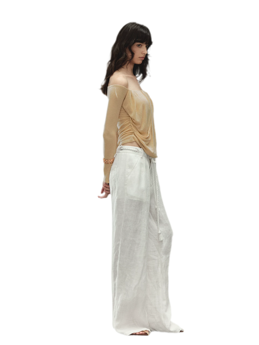 Relaxed Fit Linen Blend Wide-Leg Pants