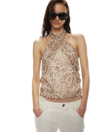 Sheer Matte Leopard Print Sleeveless Chiffon Top