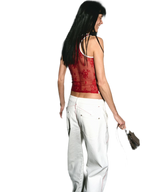 Lace Panel Slim Fit Striped Shoulder Vest Top
