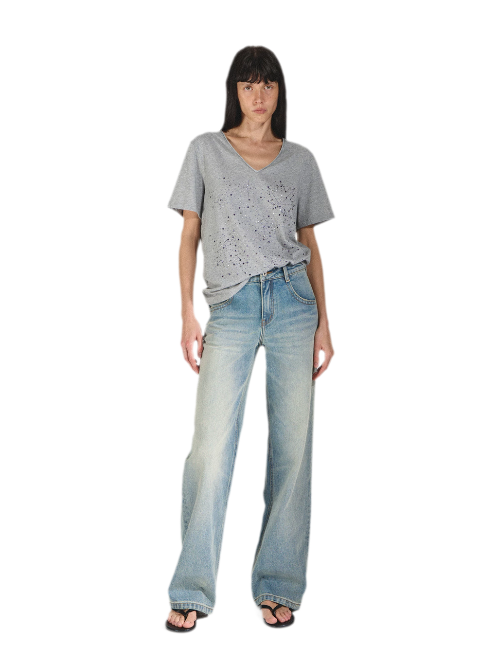 Vintage Straight Loose Fit Jeans with 3D Cat