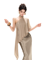 Elegant Loose Chiffon Halter Neck Top