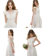 Embroidered Flutter Sleeve Dress