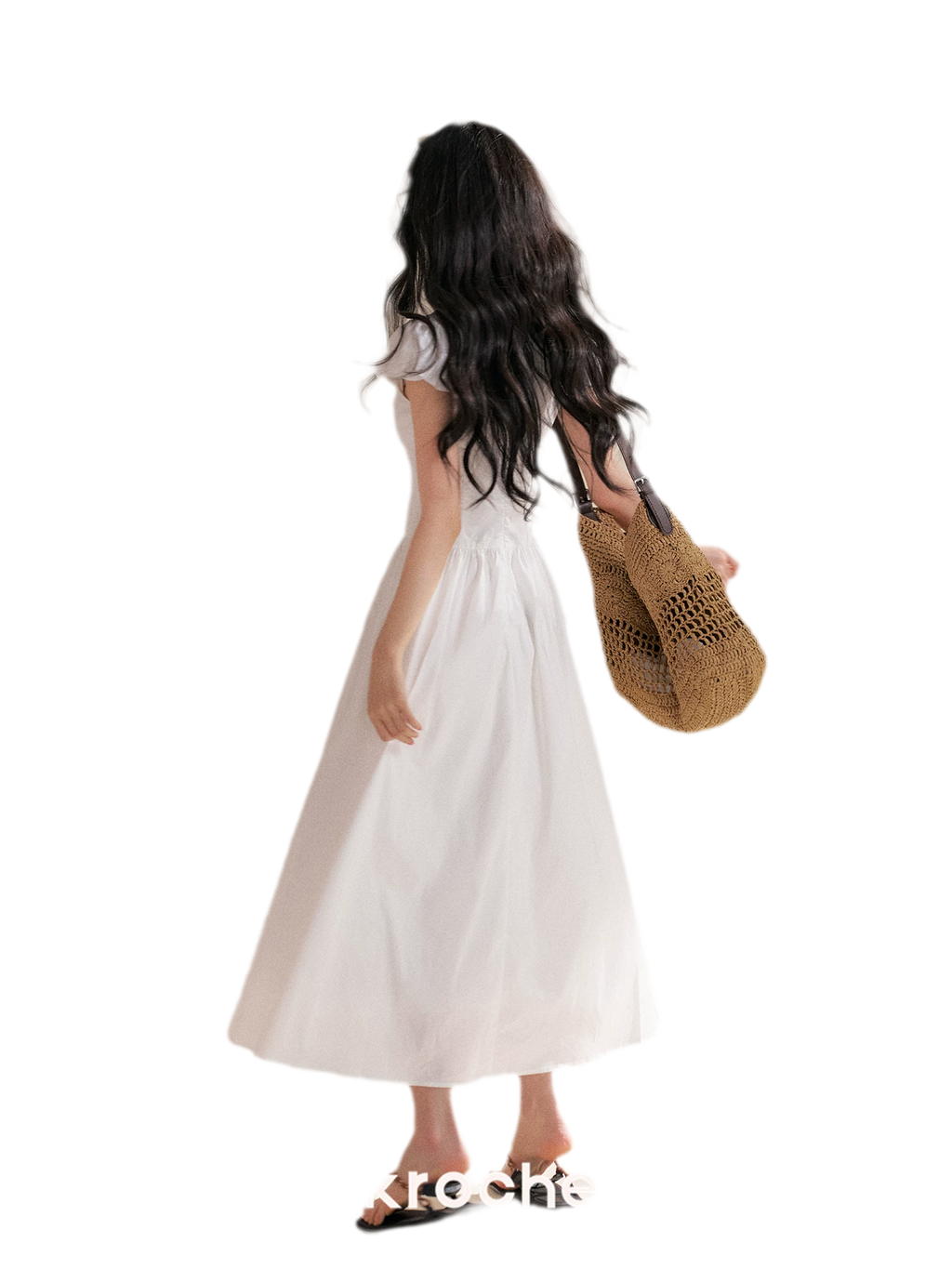 French Lace Puff Sleeve A-Line Dress