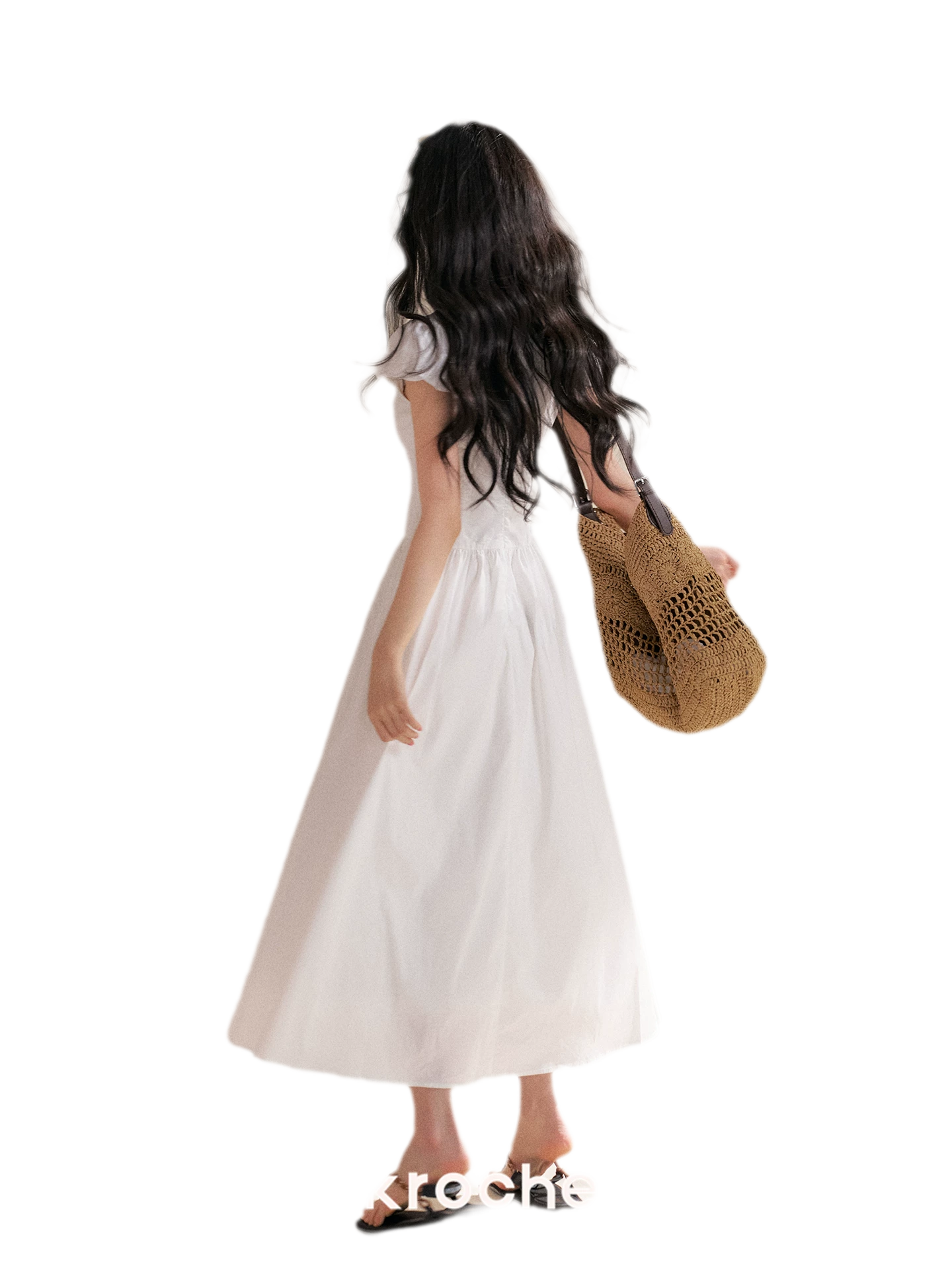 French Lace Puff Sleeve A-Line Dress