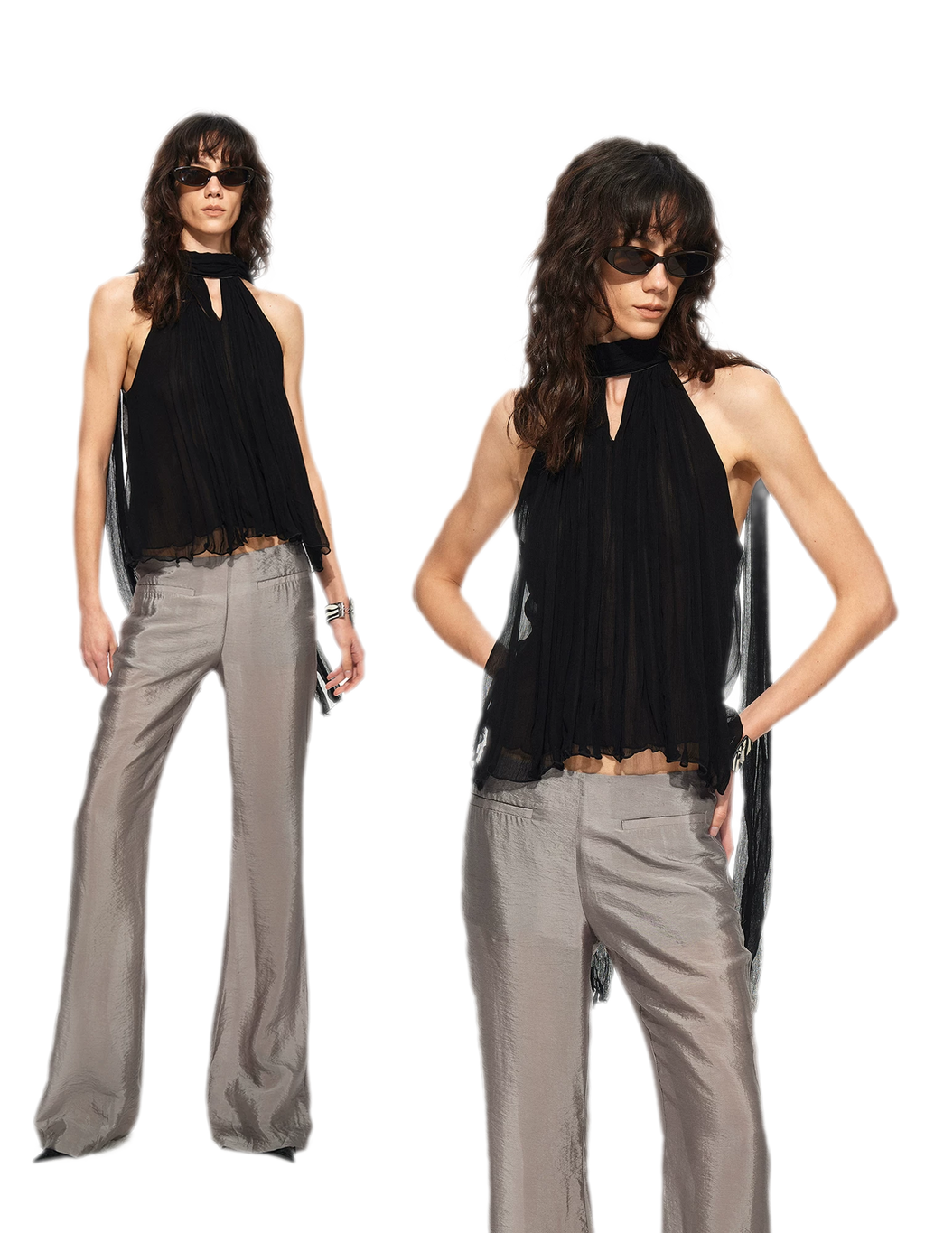 Tie Halter Chiffon Tank