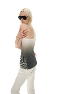 Gradient Zebra Print Fitted Racerback Tank Top