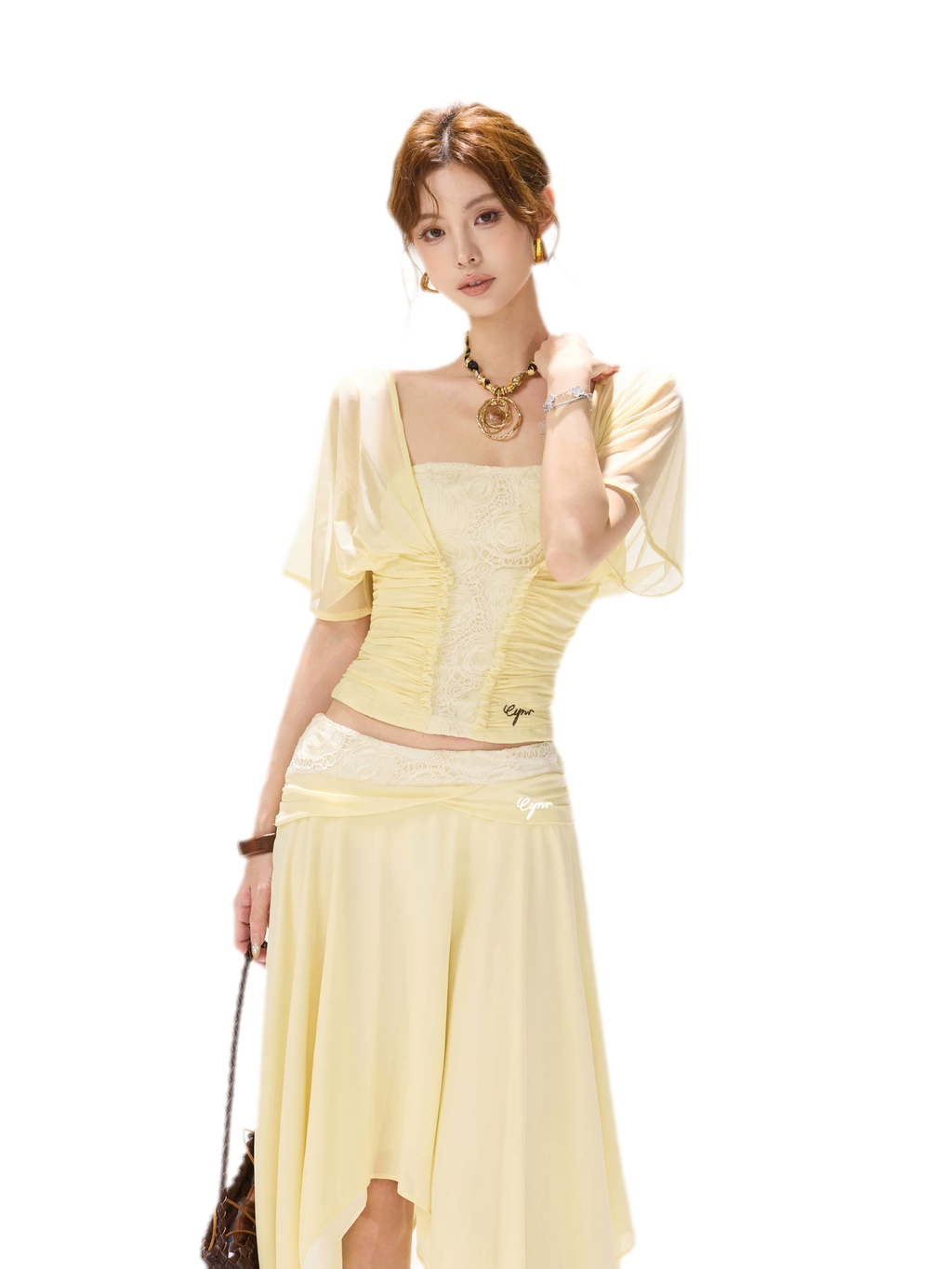 Faux Layered Lace Bustier Top
