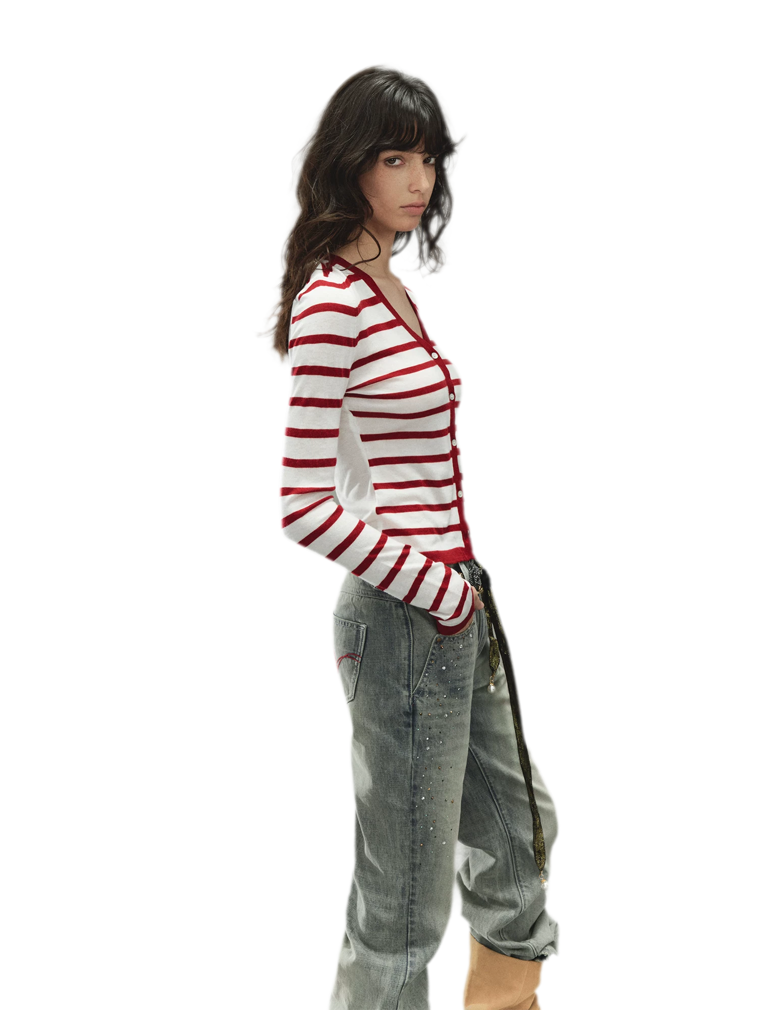 Washed Low-Rise Straight-Leg Jeans
