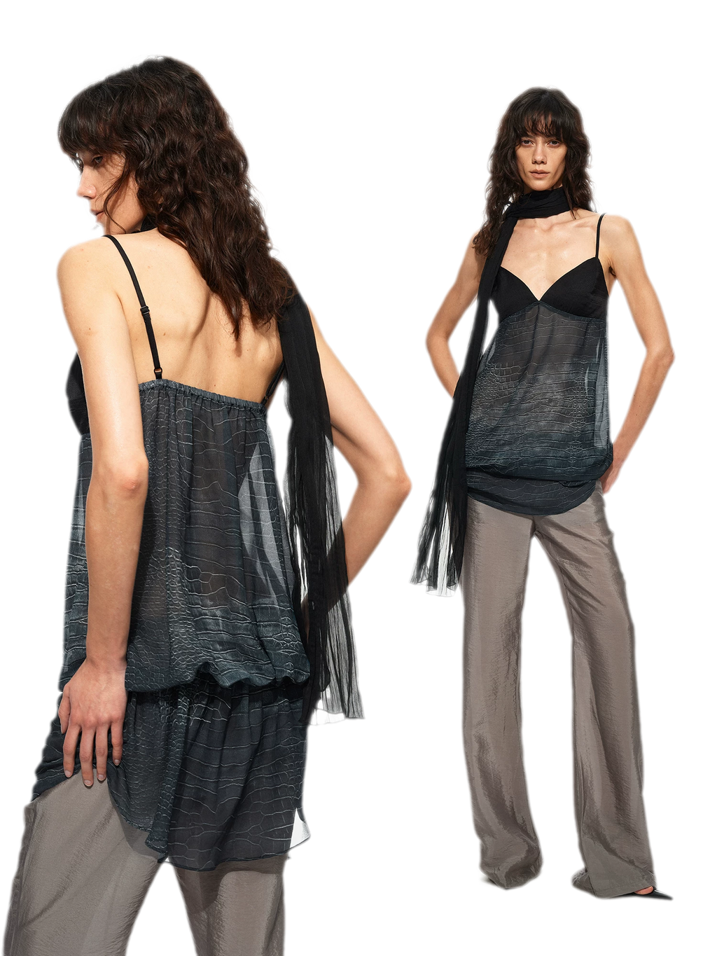 Sheer Satin Snake Camisole