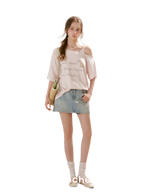 Shiny Denim A-line Skirt