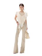 Slim Fit Flared Cotton Blend Pants