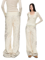 Vintage Paisley Print Relaxed Wide-Leg Pants