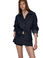 Tencel Linen Denim Shirt & Low-Waist Skirt