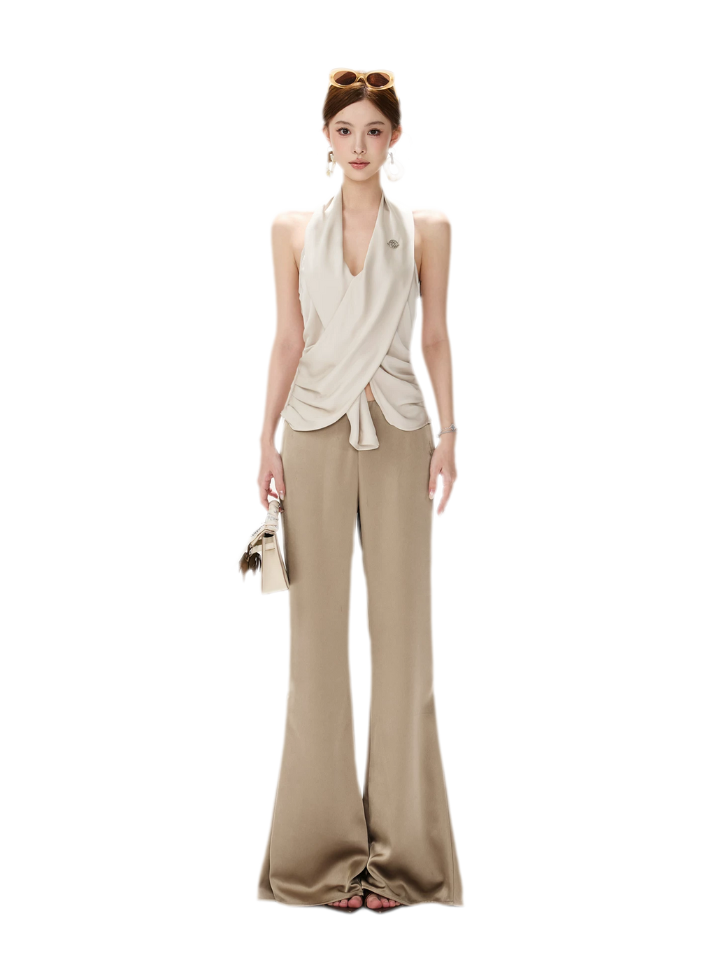 Satin Drape Flared Pants