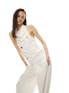 Minimalist Draped Neck Hand-Sewn Lens Halter Top