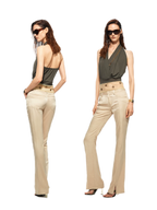 Lustrous Front-Slit Flare Pants