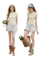 Bow Tie Elastic Waist Casual Shorts