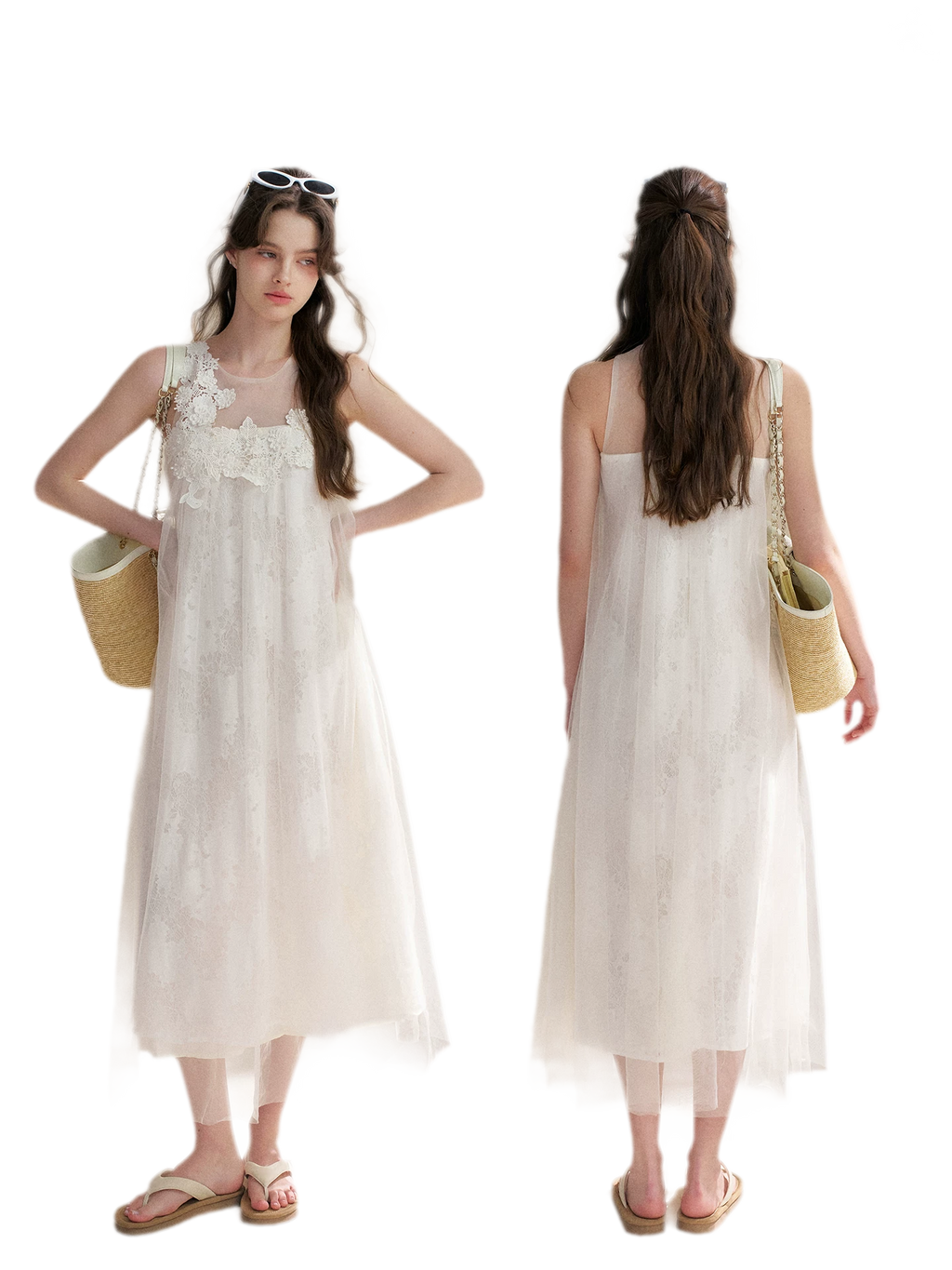 Sleeveless Mesh Lace Dress