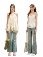 Lace Trim Flare Jeans