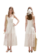 French Embroidered A-line Dress