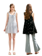 Tencel Embroidered Ruffle A-line Dress