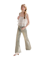 Five-Petal Sequin Flare Jeans