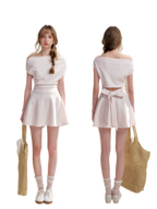 Romantic French Off-Shoulder Short Dress