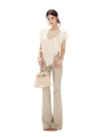 Slim Fit Flared Cotton Blend Pants
