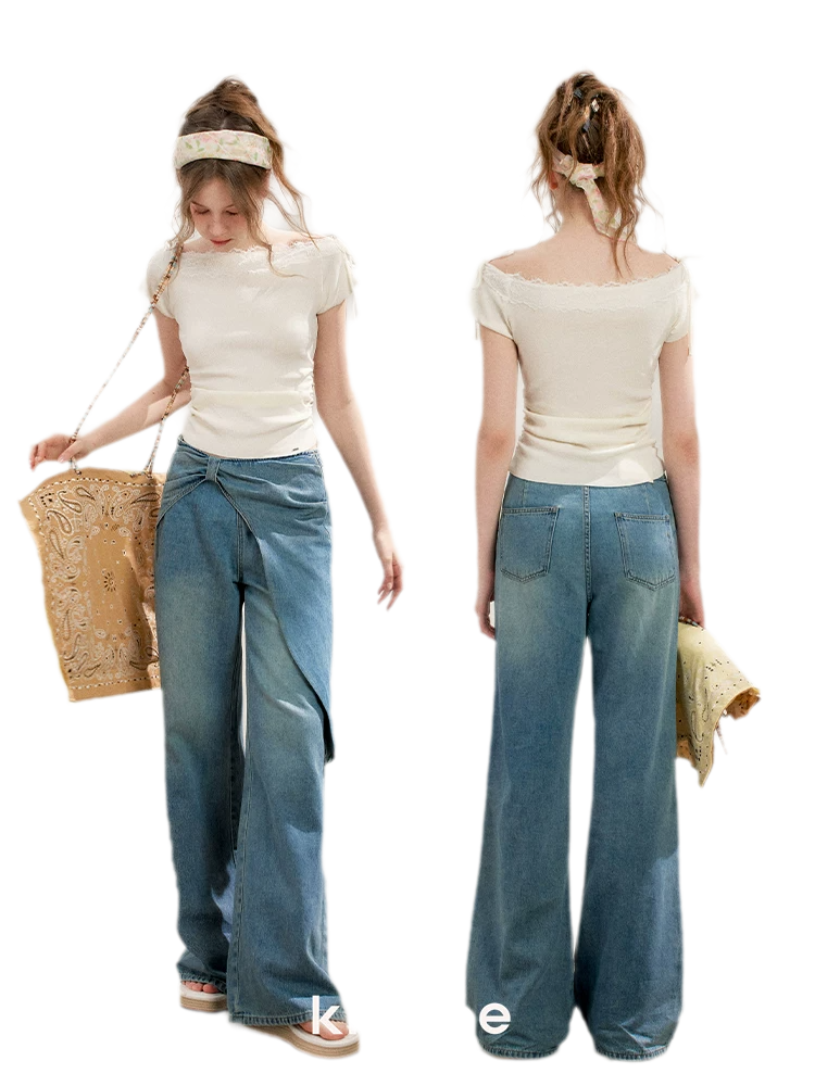 Lace Knit Denim Set