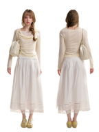 Lyocell Lace Pleated Skirt