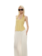 Modal Draped Halter Top with Pearl Neckline