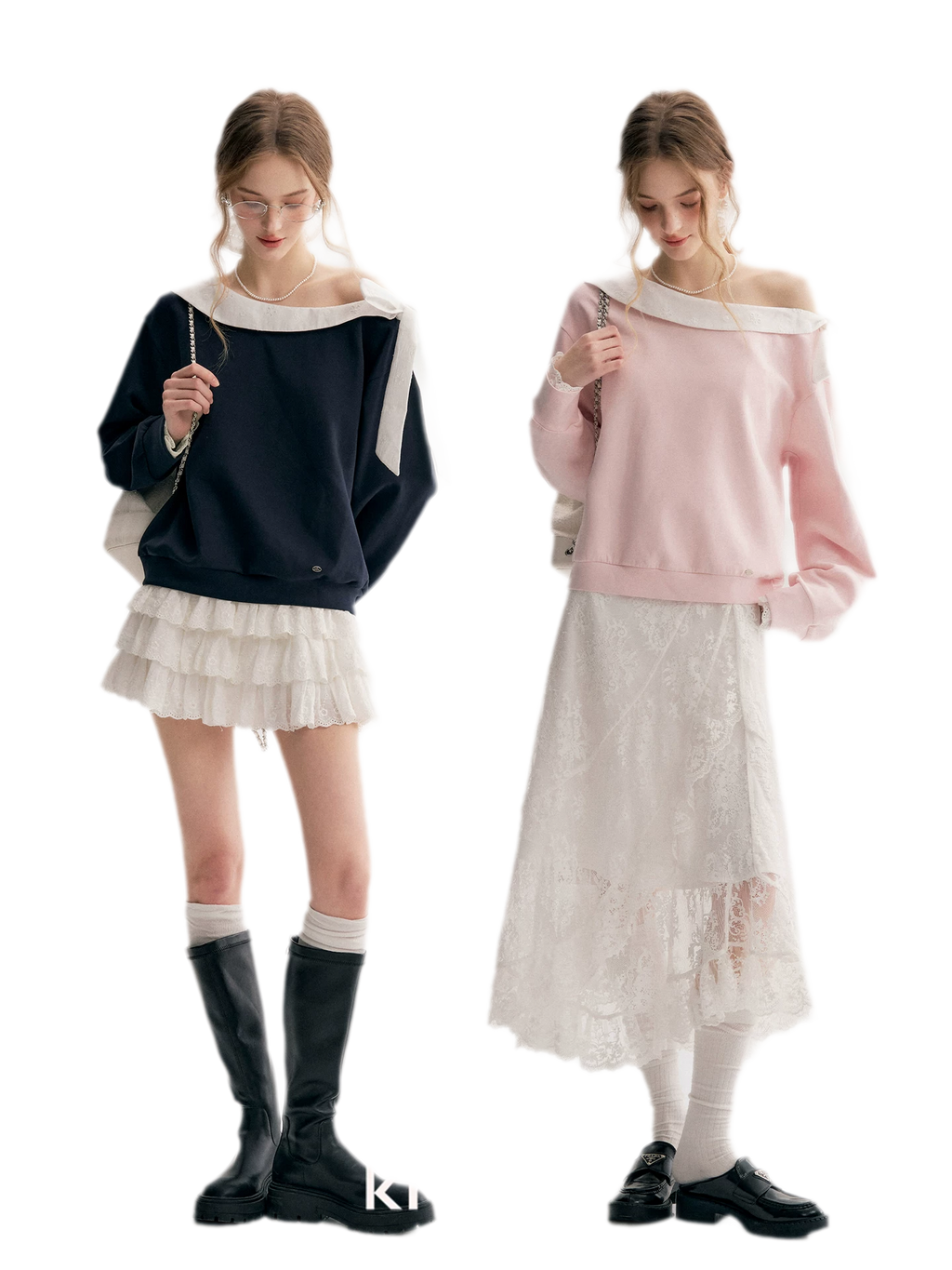 Balletcore Lace Collar Sweatshirt