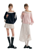 Balletcore Lace Collar Sweatshirt