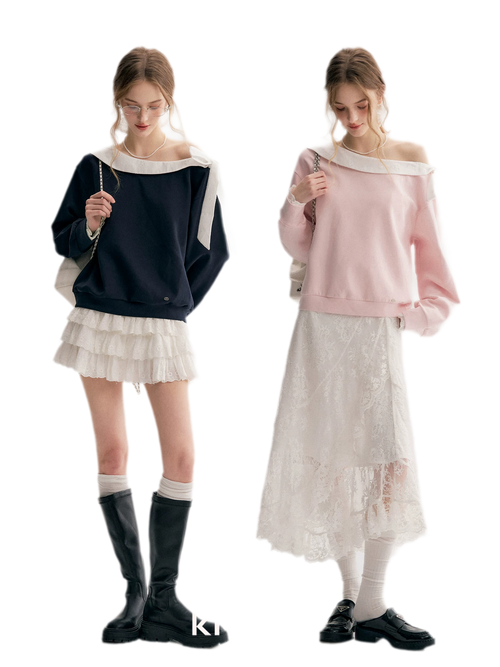 Balletcore Lace Collar Sweatshirt