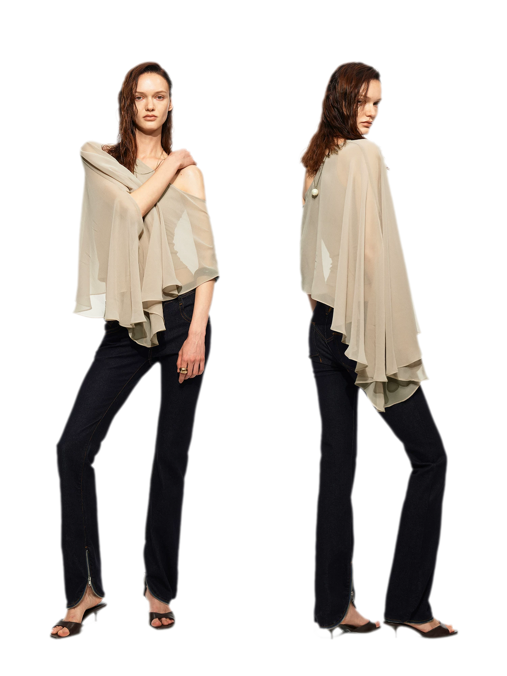 Matte Chiffon Cape Top