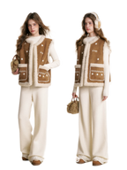 Shearling Floral Embroidered Vest