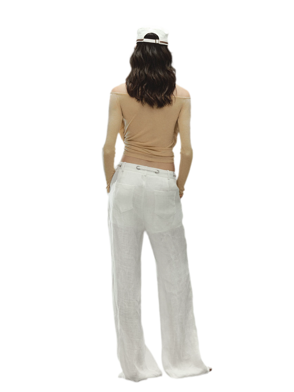 Relaxed Fit Linen Blend Wide-Leg Pants