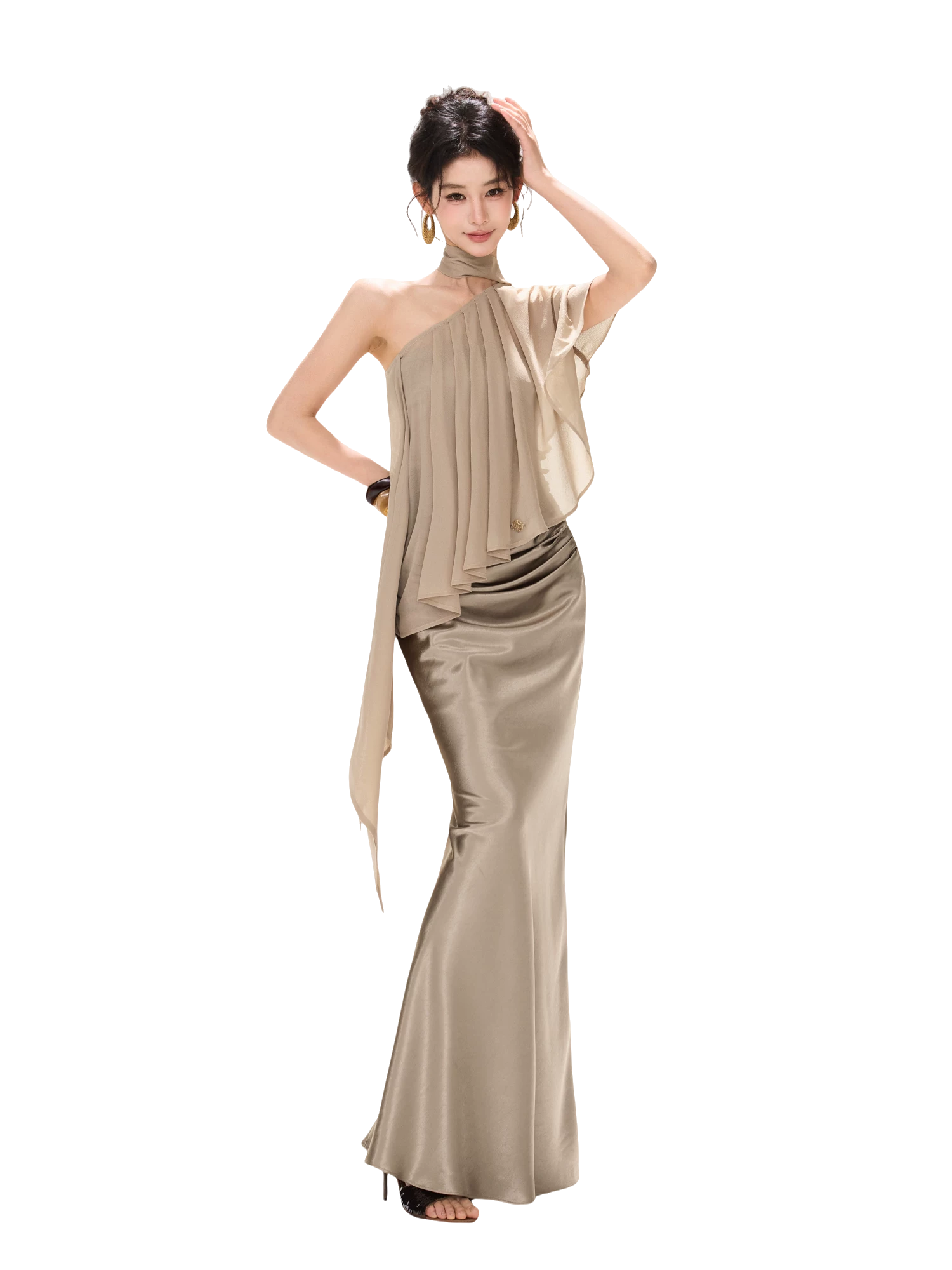 Amber Radiance Acetate Satin Mermaid Skirt