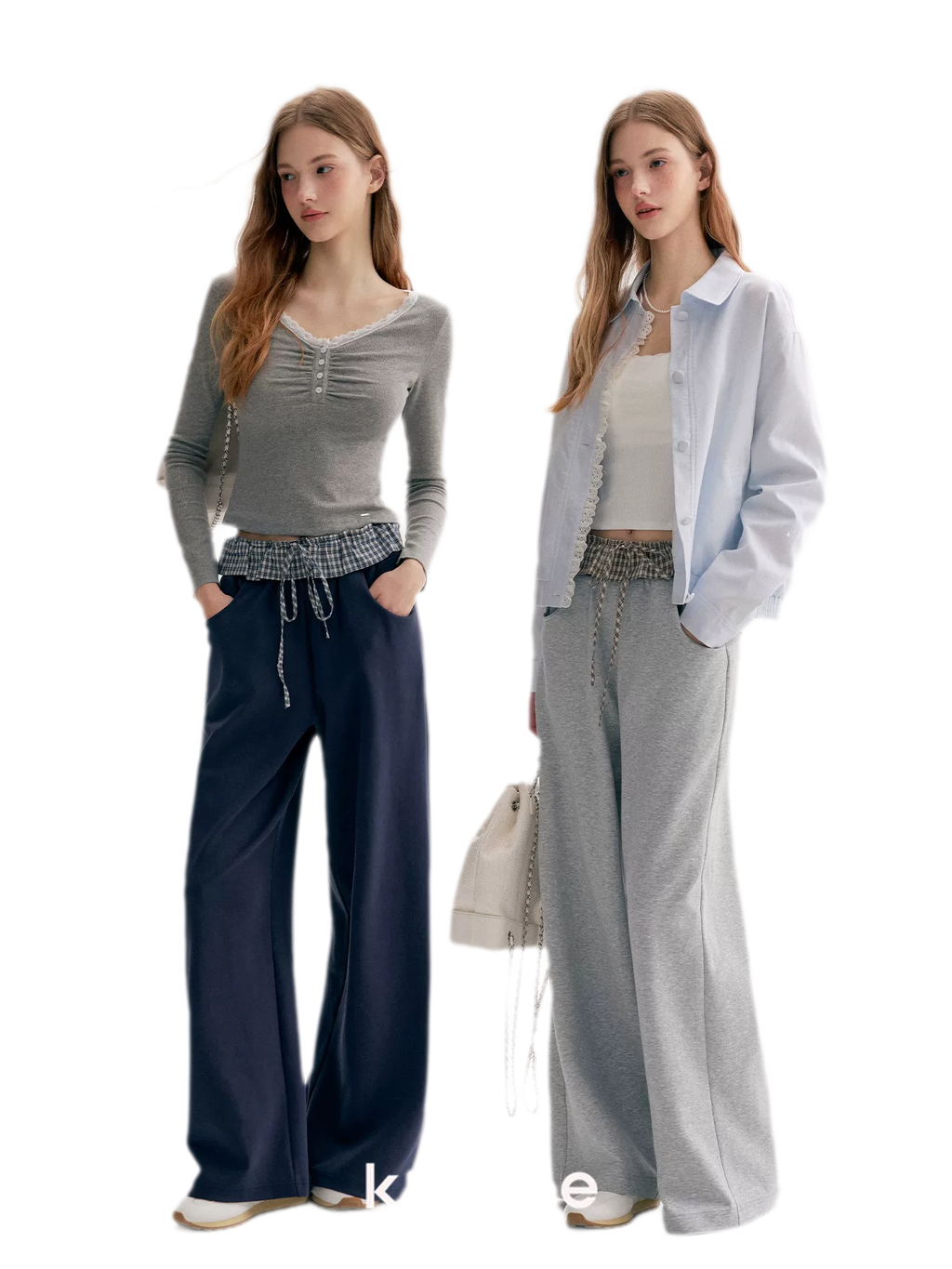 Contrast Plaid Wide Sweatpants