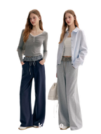 Contrast Plaid Wide Sweatpants