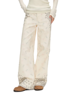 Vintage Paisley Print Relaxed Wide-Leg Pants