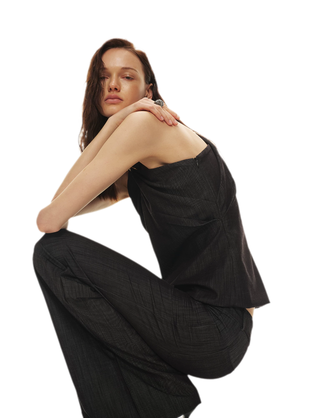 Tencel Hollow Halter Top & Flared Pants Set