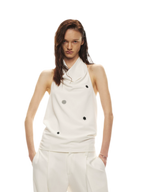 Minimalist Draped Neck Hand-Sewn Lens Halter Top