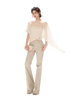 Silver Mesh Beaded Batwing Sleeve Top