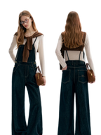 Contrast Floral Denim Overalls
