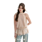 Chiffon Lace Halter V-Neck Blouse