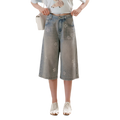 Rhinestone Floral Denim Culottes