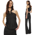 Tencel Hollow Halter Top & Flared Pants Set