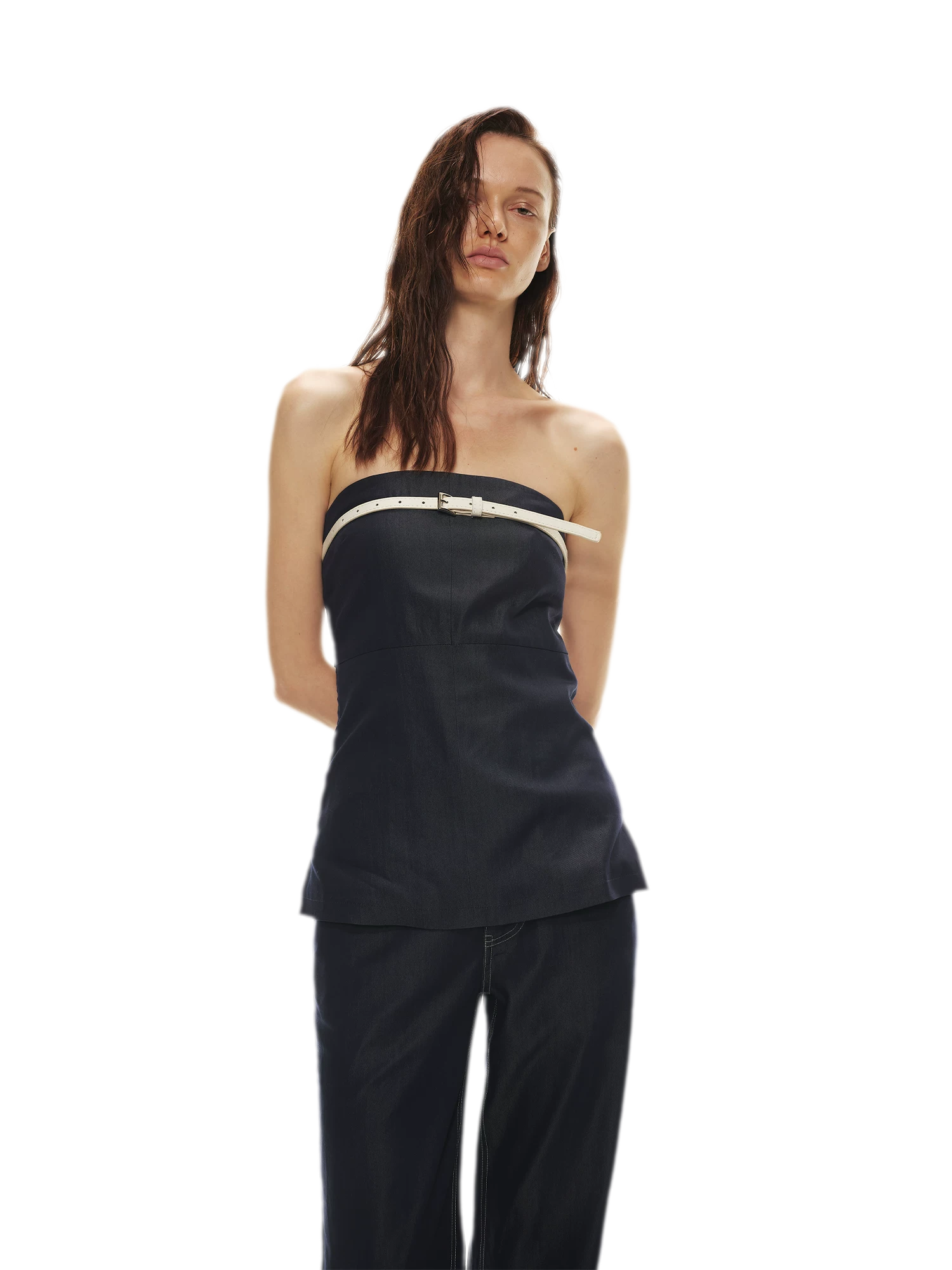 Soft Tencel Denim Fishtail Bustier Top & Pants